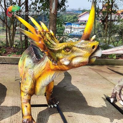 comprar Modelo de tamaño natural Animatronic del Styracosaurus de las estatuas del dinosaurio de la fibra de vidrio 110VAC online manufacture