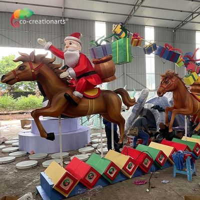 Un buen precio. Linterna de Santa Horse Resin Gift Box Zigong de la decoración de la Navidad para el parque de atracciones en línea