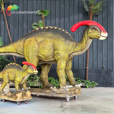 Un buen precio. Simulación de dinosaurios animatrónicos personalizados Parasaurolophus con bebé para la atracción en línea