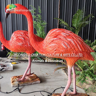 Animales de simulación de flamenco de tamaño natural para decoración de parques temáticos