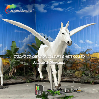 Animales Animatrónicos Simulación de unicornio con alas para la decoración de parques temáticos