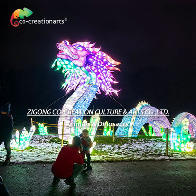 Illuminated Chinese Dragon Lantern Sculpture For Festivals And Light Shows